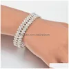 Bangle New Rhinestone Crystal Bracelets For Women Fashion Sier Bangles Bridal Wedding Jewelry Drop Delivery Dh7Kg