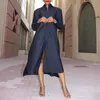 Casual Dresses Shirt Women African 2023 Summer Plain Expansion Office Lady Single-Breasted Lapel Long Sleeve Pocket Female Maxi Dress