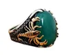 Wedding Rings Vintage Green Black Onyx Scorpion Animal For Men Fashion Design Natural Gem Zircon Ring Engagement Party Jewelry