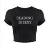 T-shirt da donna Reading Is Sexy Graphic Cropped Top Fashion T-shirt a maniche corte Y2k Abbigliamento Gothic Baby Tee Book Lover Abbigliamento femminile 230106