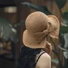 Wide Brim Hats Handmade Weave Raffia Bow Sun Hat Floppy Summer For Women Beach Panama Straw Dome Bucket Femme Shade