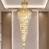 Pendant Lamps Modern Crystal Chandeliers For Staircase Luxury Spiral Cristal Lighting Fixture Villa El Decoration Metal Long Hanging Lights