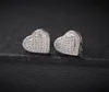 Double layer Love Heart Drop Earrings Stud 1 Pair Casual 925 Silver Iced Out Diamond Micro Pave Cubic Zircon Earring Men Women gif5031354