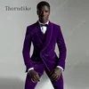 Costumes pour hommes Violet Velours Hommes Costume Fumer Veste Slim Fit Smoking Personnalisé Groom Prom Terno Masculino Blazer Mariage Ternos 3 Pièces Blazers