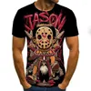 Herren-T-Shirts kurzärmelige Sommer 3D-gedruckte T-Shirt-Gesichtsmaske aufregende Horrorstil Casual Mode atmungsaktiv o-Neck 110-6xl