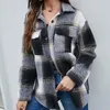 Women's Jackets Shirt Women Autumn And Winter 2023 Single-breasted Plaid Cardigan Stitching Long-sleeved Casual Ladies Jacket