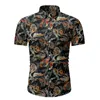القمصان غير الرسمية للرجال رجالي أزياء شاطئ هاواي قميص 2023 العلامة التجارية النحيفة تناسب الأكمام قصيرة الأزهار الرجال