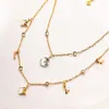 Fading Gold Plated Brand Designer Pendants Necklaces Crystal Stainless Steel Letter Choker Pendant Necklace Chain Jewelry Accessories Gifts