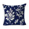 Oreiller/décoratif bleu bohême couverture motif Floral taie d'oreiller en lin pour voiture canapé siège décor maison chaise couvertures décoratives 45