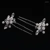 3 pièces couleur argent perle strass cristal accessoires de cheveux de mariée pour les femmes pinces de mariée épingles à fleurs couvre-chef de fête