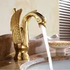 Смесители раковины для ванной комнаты роскошная медная и холодная вода краны лебедь золотой готовый миксер G1081