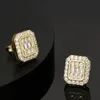 Boucles d'oreilles de mode pour hommes femmes 18k jaune blanc or plaqué Sparky cubic cz boucles d'oreilles beaux cadeaux