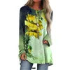 Camisas femininas 2023 Autumn Winter Women Women Long Shirve Flower Print Casual Pullover solto Tops Fashion Street Ladies Tee Top