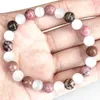 Länkarmband MG1722 Kvinnor Scorpio Zodiac Armband 8 mm Black Vein Rhodonite Selenite Chakra Wrist Mala Natural Gemstone Jewelry