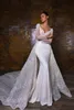 Abiti da sposa a sirena dal design in cristallo con strascico staccabile Abito da sposa di lusso in pizzo splendido Abiti da sposa country con applicazioni 2023