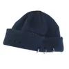 Basker mode varm tjock hatt vinter harajuku kvinnor skallies stickad höst hip hop hole beanies unisex grundläggande