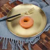 Plates Gold Golden Silver Korean 304 Stainless Steel Round Steak Sushi Wedding Dessert Plate Tray Finish Mirror BBQ Tableware Dish