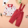 Clothing Sets Children's Clothes Sister And Brother's Suit Girls Boys Cartoon Print Long Sleeved Suspender Skirt Trousers Siblings