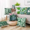 Taie d'oreiller avec feuilles de plantes vertes, housse de coussin, décoration de maison, plantes de forêt tropicale, canapé, voiture