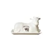 Plates 2023 White Elephant Butter Dish With Lid Bamboo Bottom Fruit Plate Box Ceramic 3d Cow Cheese Storage Tray