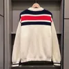 2023 Designer Luxury Sweater Women's V-neck Stripe Fashion Long Sleeve High end Jacquard Cardigan Knitted Oversize Sweater CoatBK MM