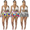 Kvinnors shorts avslappnade kvinnor trycker korta byxor färgglada med Pocket Streetwear Sommarkläder för outfit