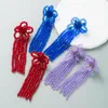 Ciondola gli orecchini Bohemian Purple Long Nappa Drop Women Ethnic Red Bead Handmade Creative Flower Orecchino Natale all'ingrosso