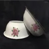 Miski w stylu chiński biały kolor róży kwiatowy żelazny żelazny enamel Big Basin Antique Fashion Bowl na pojemnik na bagietkę