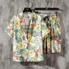 Männer Trainingsanzüge Sommer Floral Lose Kurzarm Urlaub Anzüge Männlich 2 Stück Set Hawaiian Shirts Strand Shorts Herren Casual Streetwear