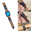 Denim Canvas klockremmar i äkta läder för Apple Watch Armband 38mm 40mm 41mm 42MM 44mm 45MM 49MM iWatch 3 4 5 SE 6 7 Series Band Designer Personality V Luxury