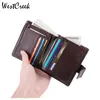 Wallets WESTCREEK Brand Vintage Genuine Leather Men Short Two Fold Soft Cow Minimalist Card Holder Purses