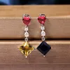 Dangle Earrings Charms Topaz Gemstone Luxury 925 Sterling Silver Jewelry Drop rapring for Female Wedding Balmet Party Gift Chandeli Chand