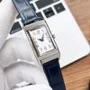 Top Fashion Quartz Watch Women Silver Dial Classic Rectangle Revers Design Design Danies Elegancki skórzany pasek 571b