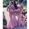 Blush Pink Lace Mermaid Bridesmaid Dresses Halter Neck Beaded Wedding Guests Formal Party Maid Of Honor Gowns robe mariage femme