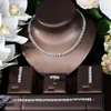 Necklace Earrings Set HIBRIDE Classic Round Cubic Zirconia Dubia Women Bridal 4PCS Earring Bijoux Femme Ensemble N-957