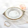 Pratos franceses retro -cobre tira de vidro bandeja de chá da tarde pratos de chá de pastelaria de bolo de bolo de latão placa decorativa