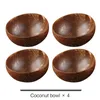 Skålar naturlig kokosnötskål set träsallad ramen träsked kakao smoothie kök bordsartiklar 12-15 cm