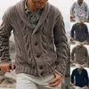 Men's Jackets Men Sweatercoat Vintage Style Single-breasted Fleece Cashmere Solid Color V-neck Thread Knitting Male Coat For Office Streetwe