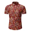 القمصان غير الرسمية للرجال رجالي أزياء شاطئ هاواي قميص 2023 العلامة التجارية النحيفة تناسب الأكمام قصيرة الأزهار الرجال