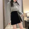 Skirts Korean Tweed Female Sexy Star Zipper Slim Short Skirt Women Autumn Winter High Waist A-Line Bodycon Elegant Office Lady