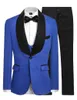 Abiti da uomo Arrivo Uomo 2023 Royal Blue Jacquard Smoking dello sposo Slim Fit Scialle Risvolto Uomo Blazer da sposa