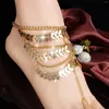 Fußkettchen Passende Ringe Mond Mehrschichtige Quastenkette Fußkettchen Strandarmband Schmuck Geschenk Mädchen Dame Frau Mutter