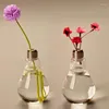 花瓶2倍透明なガラス電球形状植物の花の花瓶ホームガーデンウェディングデコレーション