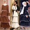 Casual jurken vrouwen Franse jurk Dubai zomer mode vrouwelijk gewaad wijd uitlopende mouwen Afrika ruches geplooide cake los abaya maxi turkish