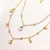 Fading Gold Plated Brand Designer Pendants Necklaces Crystal Stainless Steel Letter Choker Pendant Necklace Chain Jewelry Accessories Gifts