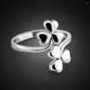 Cluster ringen mode vintage klaverring 925 sterling zilveren persoonlijkheid punk verstelbare wijsvinger student trend sieraden cadeau