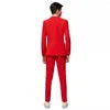 Mäns kostymer solid röda tonårspojkar smala blazer byxor skräddarsydd ung man två knappparty prom päls/bröllop formell slitage ungdomar kläder