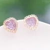 Necklace Earrings Set Independent Design Stud Rings Women Jewelry Pink Shell Charms Golden Rim Heart Bijoux Fashion Jewellery Party Gift