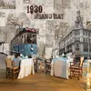 Papéis de parede Wellyu3d papel de parede personalizado antigo Xangai Retro Building Tram TV Background Wall Home Decor de sala Mural 3D papel de parede1