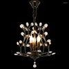 Lampes Suspendues Merican Petit Lustre En Cristal Éclairage Pour Chambre À Coucher Salle D'étude Lustres De Plafond Or Noir Lustre Cristal Luminaires